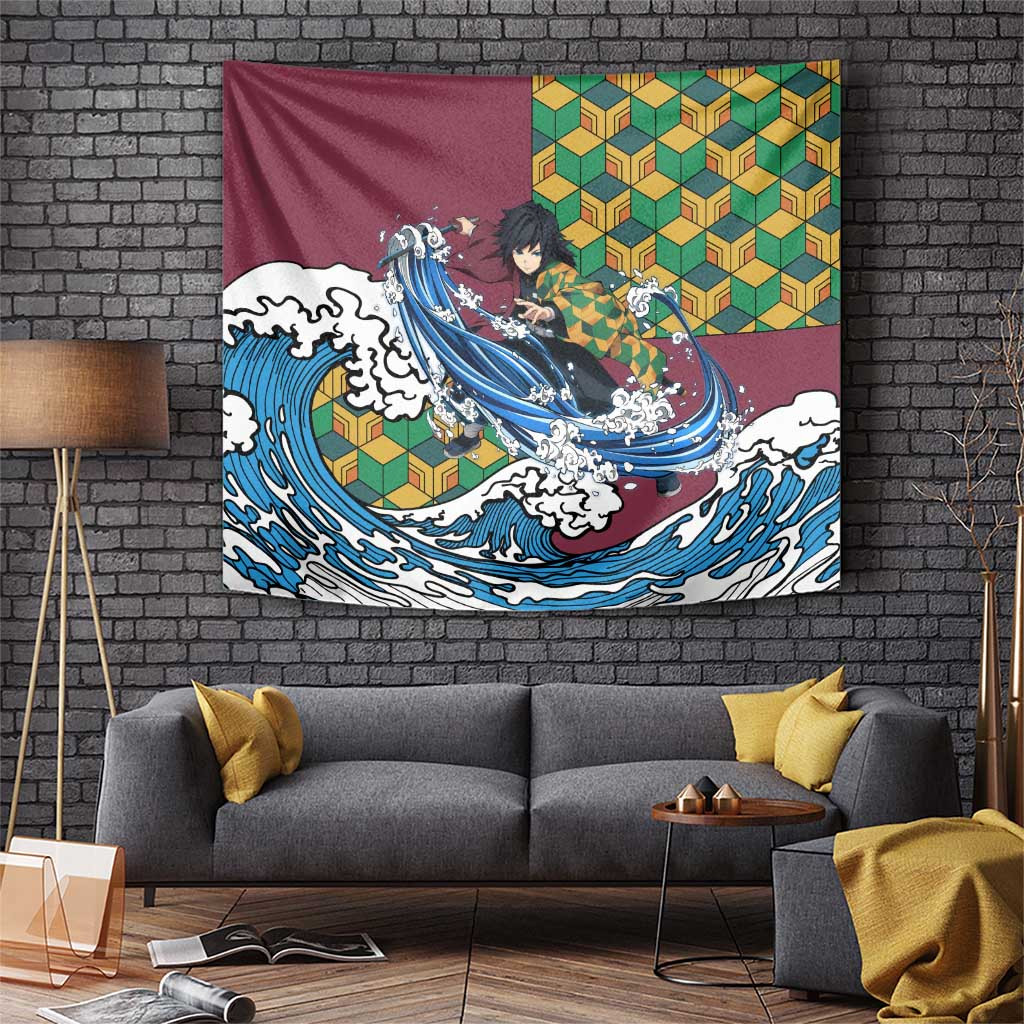 Giyu Tomioka Demon Slayer Tapestry Calm And Stoic Water Hashira Japan Anime Style