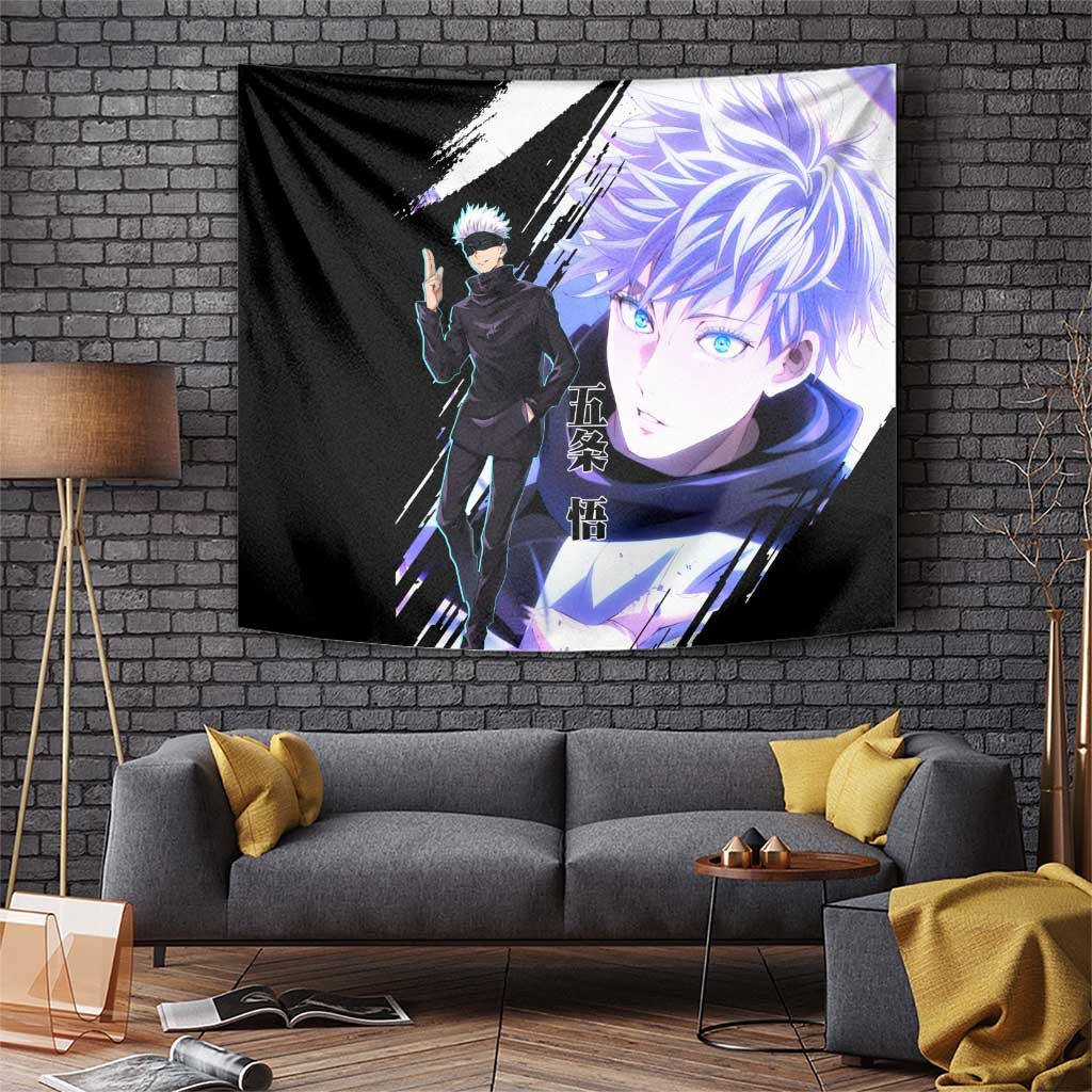 Gojo Satoru Jujutsu Kaisen Tapestry With Infinity Technique Purple Black Split