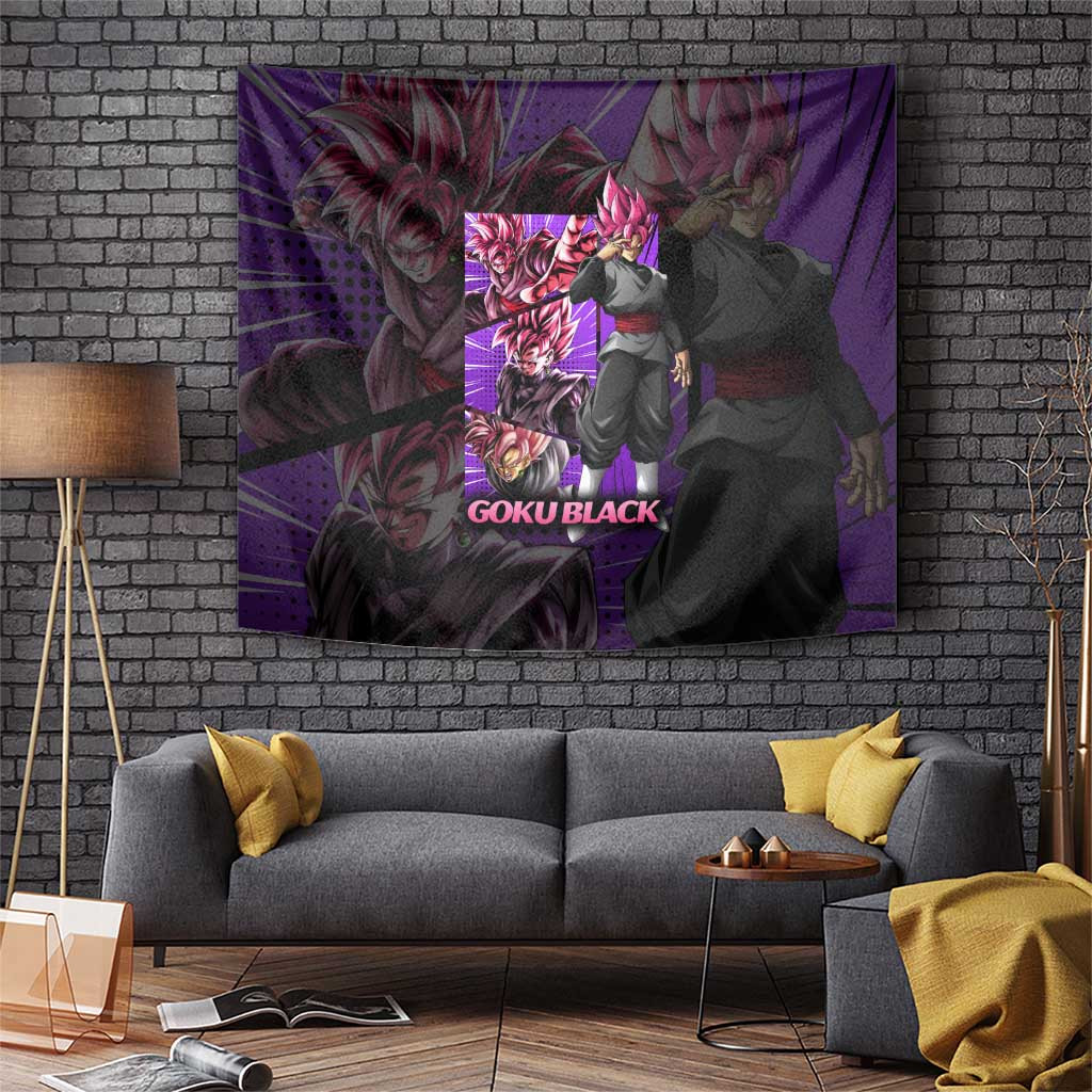 Goku Black Rose Dragon Ball Villainous Saiyan Tapestry With Pink Aura Anime Style