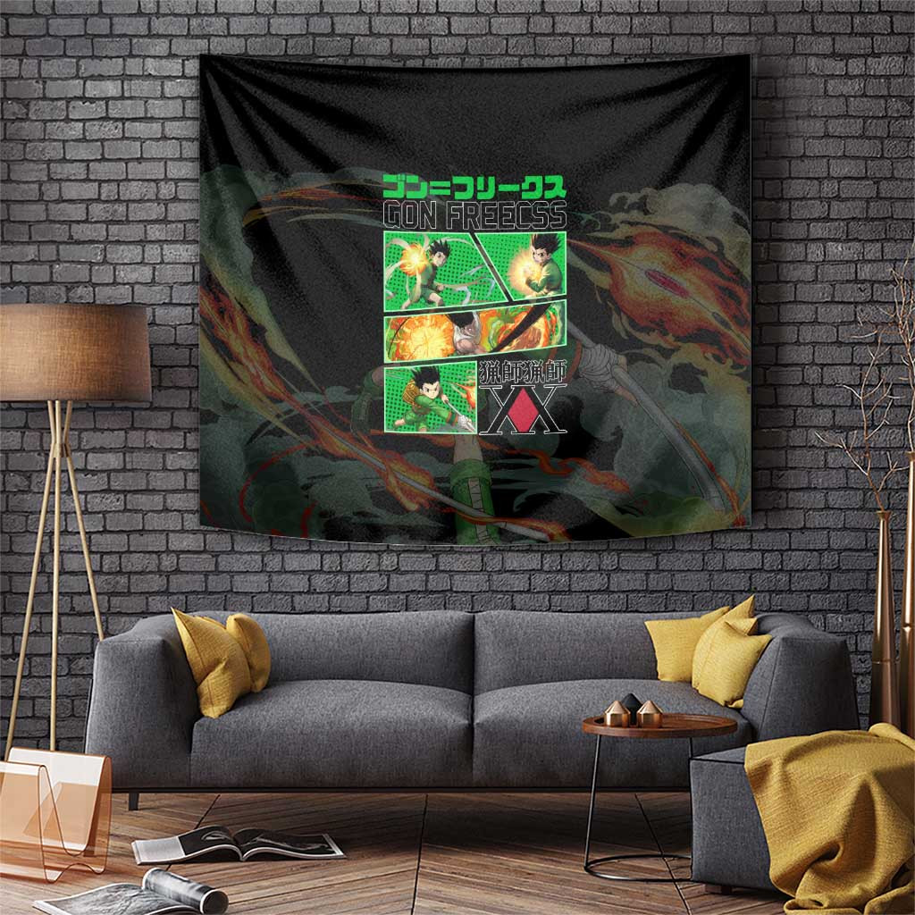 Gon Freecss Hunter X Hunter Tapestry With Green Aura Combat Style