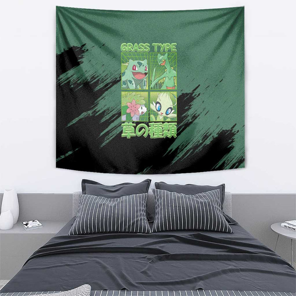 Grass Type Pokemon Tapestry Anime Style