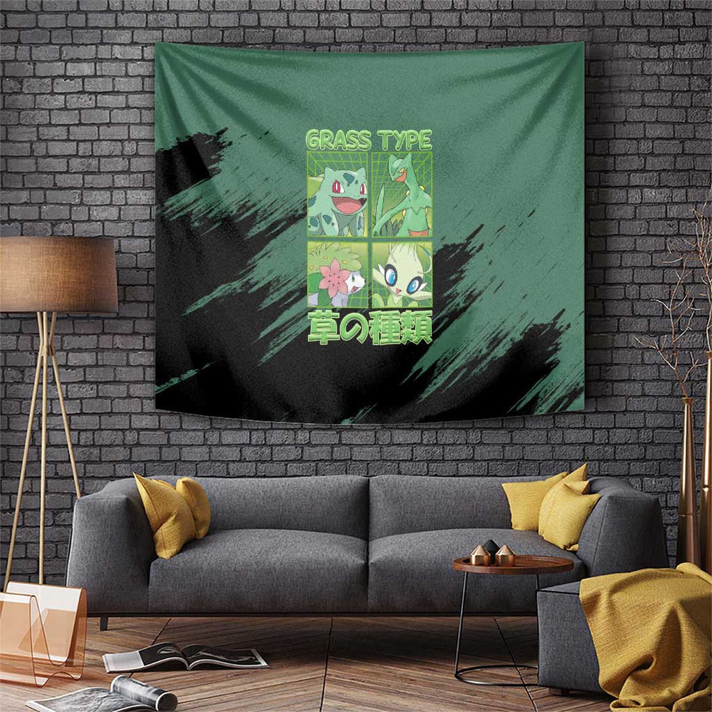 Grass Type Pokemon Tapestry Anime Style
