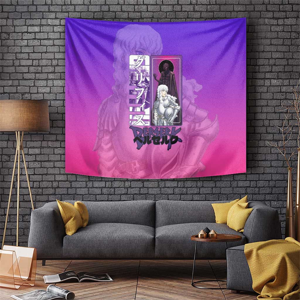 Griffith Berserk Anime Tapestry With Femto Design And Purple Manga Art Style