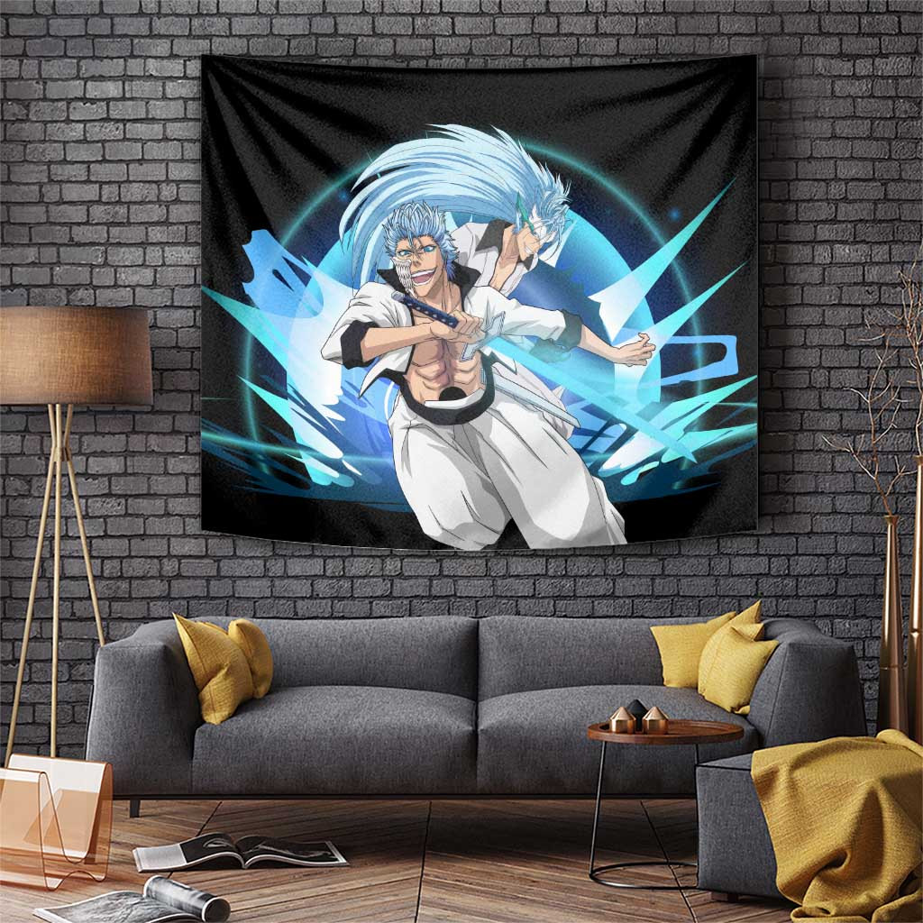 Grimmjow Jaegerjaquez Bleach Fierce Espada Tapestry With Blue Hair Anime Style