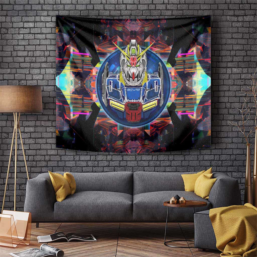 Gundam Series Tapestry With Neon Cyber Armor Aesthetic