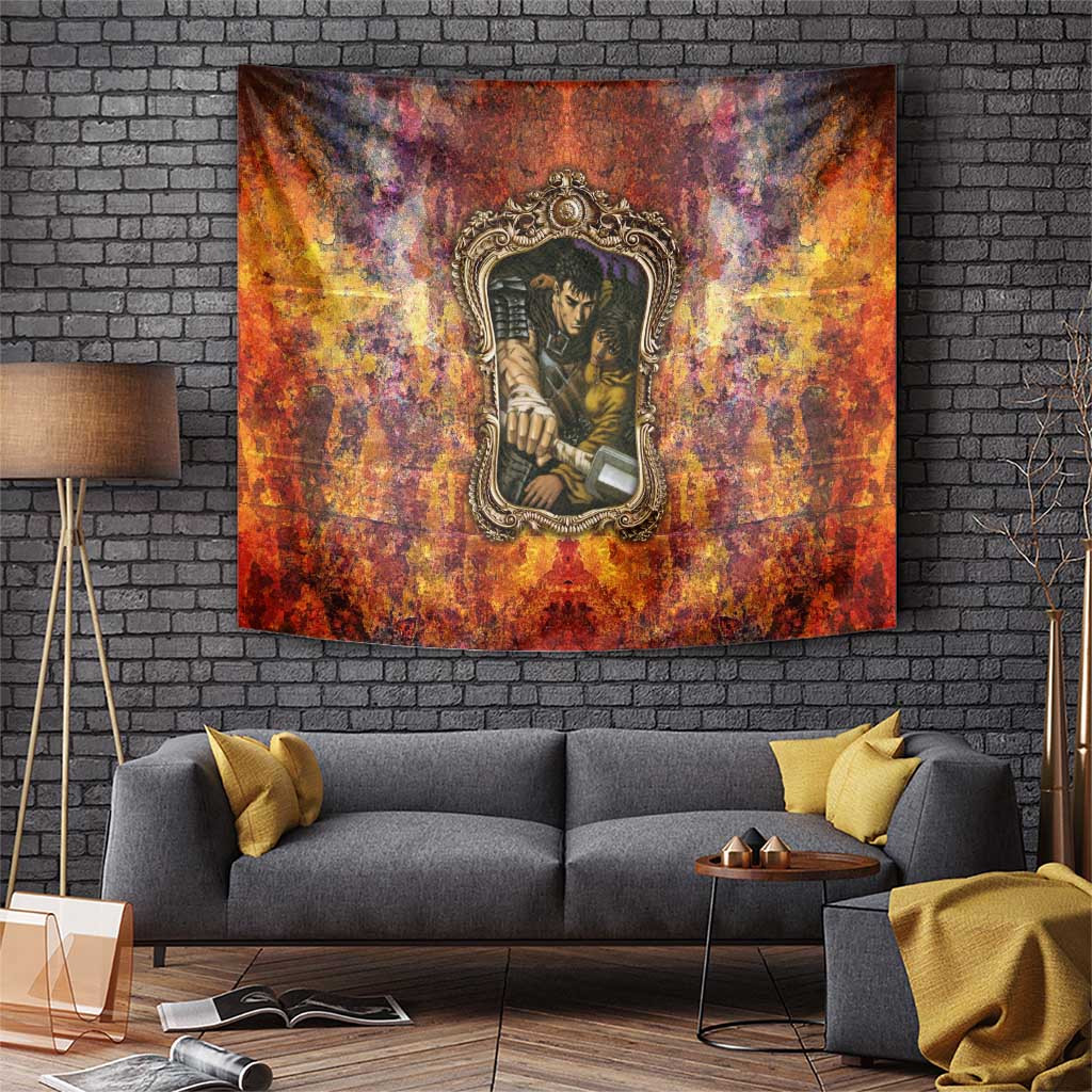Guts And Casca Berserk Tapestry With Antique Frame Romance Background