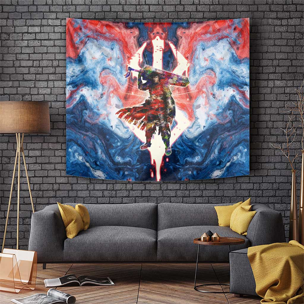 Guts Berserk Tapestry With Splattered Paint Abstract Background