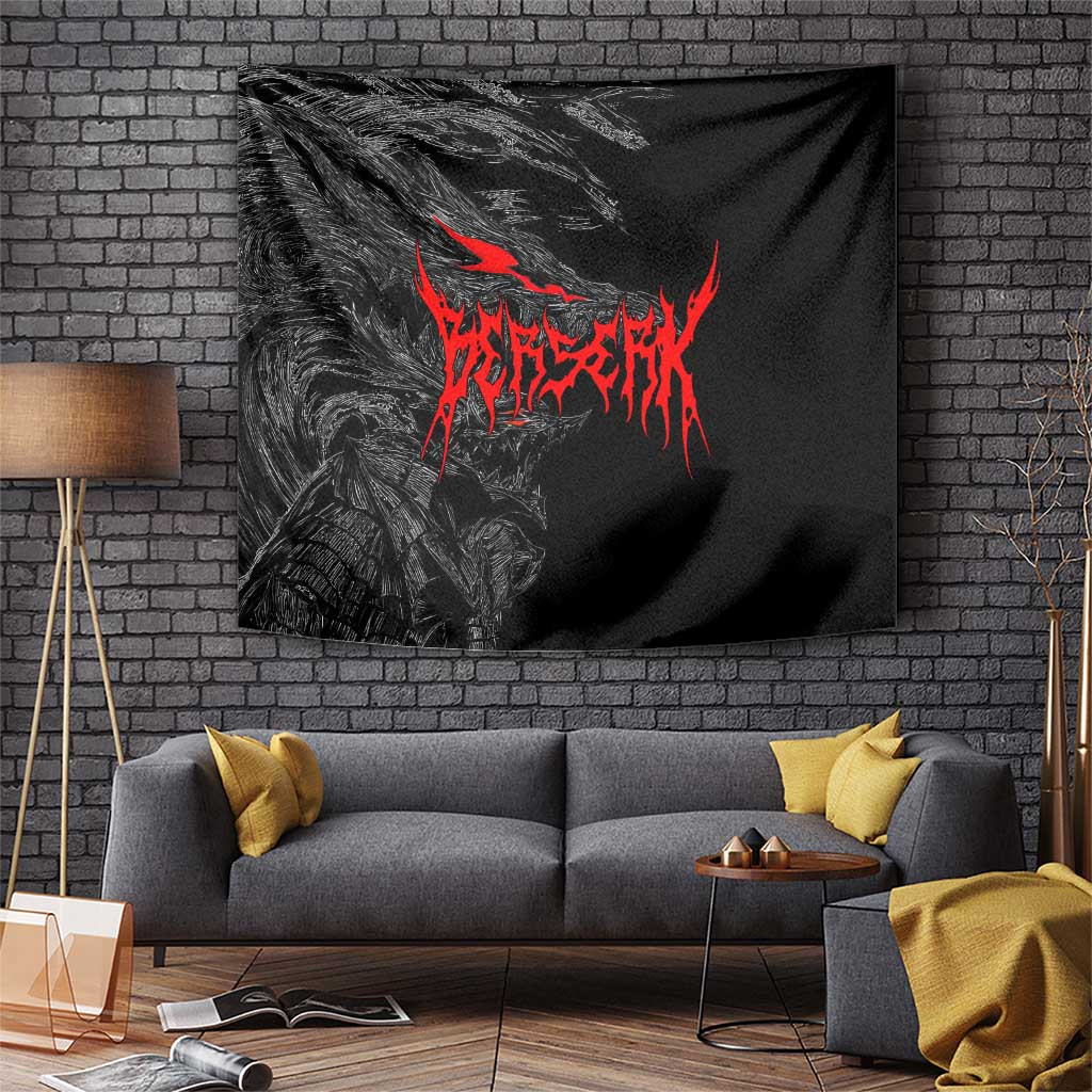 Guts Metal Berserk Armored Warrior Tapestry With Dragonslayer Sword Anime Style