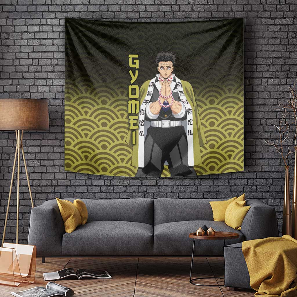 Gyomei Himejima Demon Slayer Stone Hashira Tapestry Traditional Pattern Style