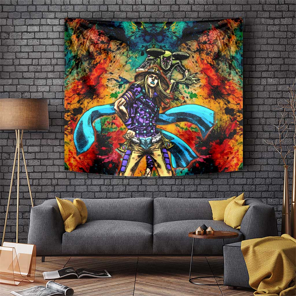 Gyro Zeppeli Jojos Bizarre Adventure Tapestry With Golden Spin Steel Theme