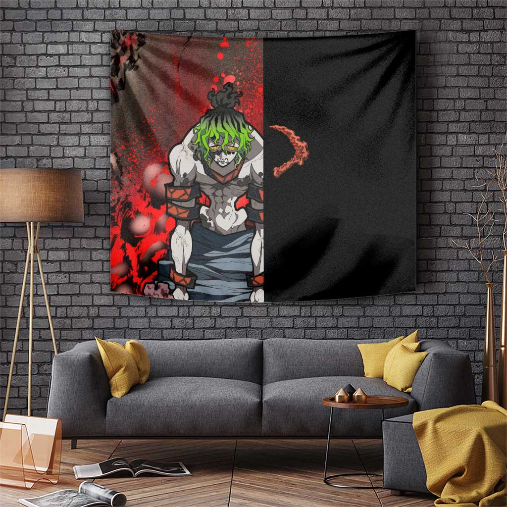 Gyutaro Demon Slayer Upper Moon Demon Tapestry With Twisted Sickle Blades Anime Style