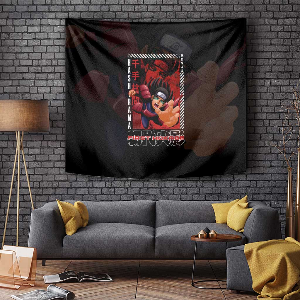Hashirama Senju Tapestry First Hokage Black With Naruto Anime Print