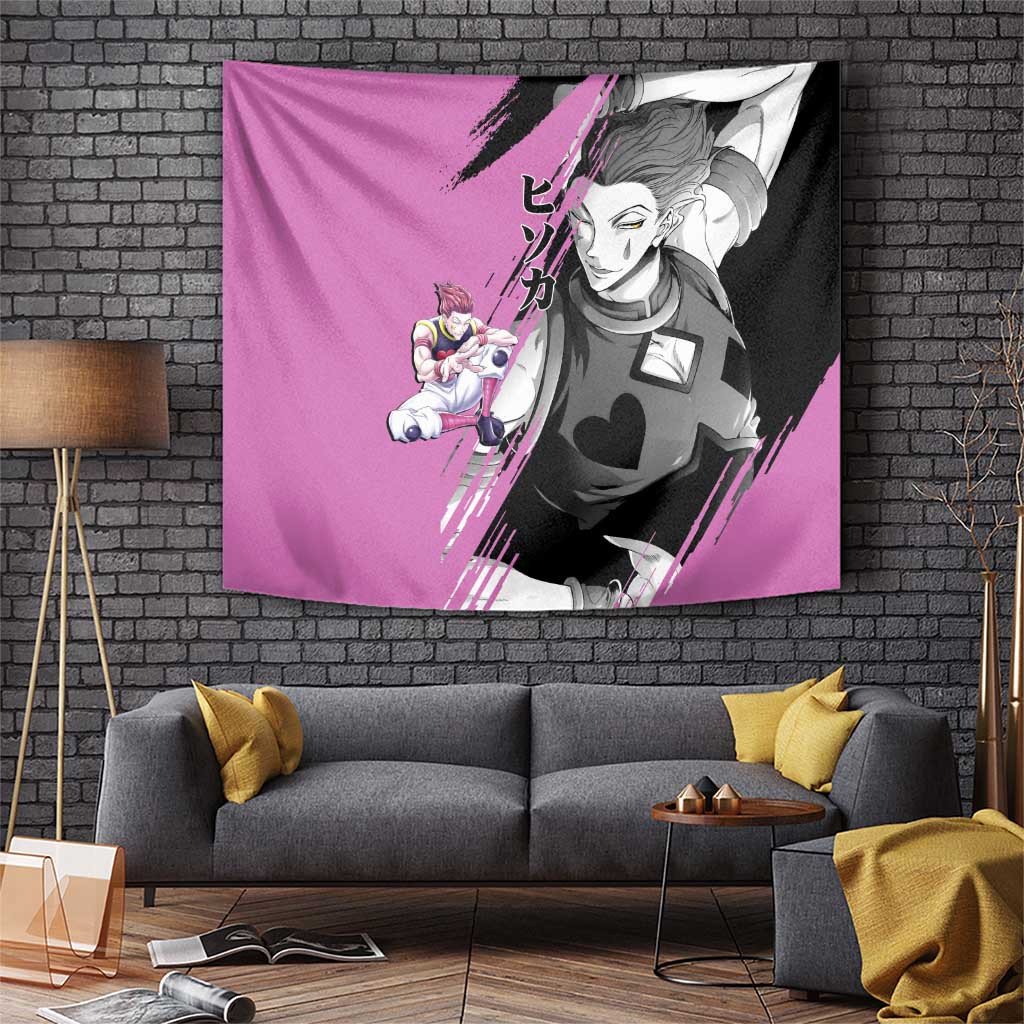 Hisoka Hunter X Hunter Tapestry With Card Trick Pink And Black Split Design