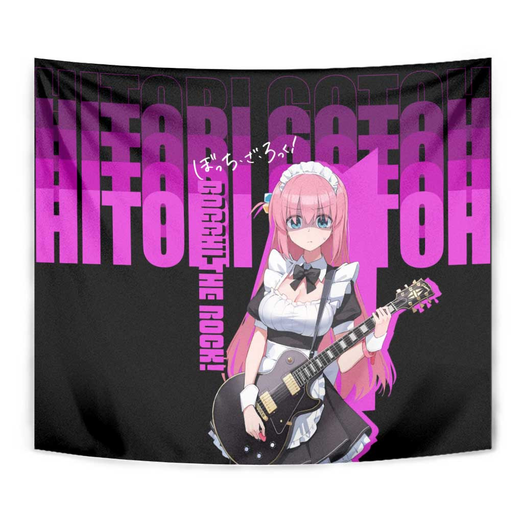 Hitori Gotoh Bocchi The Rock Shy Guitarist Tapestry In Awkward Stage Moment Anime Style