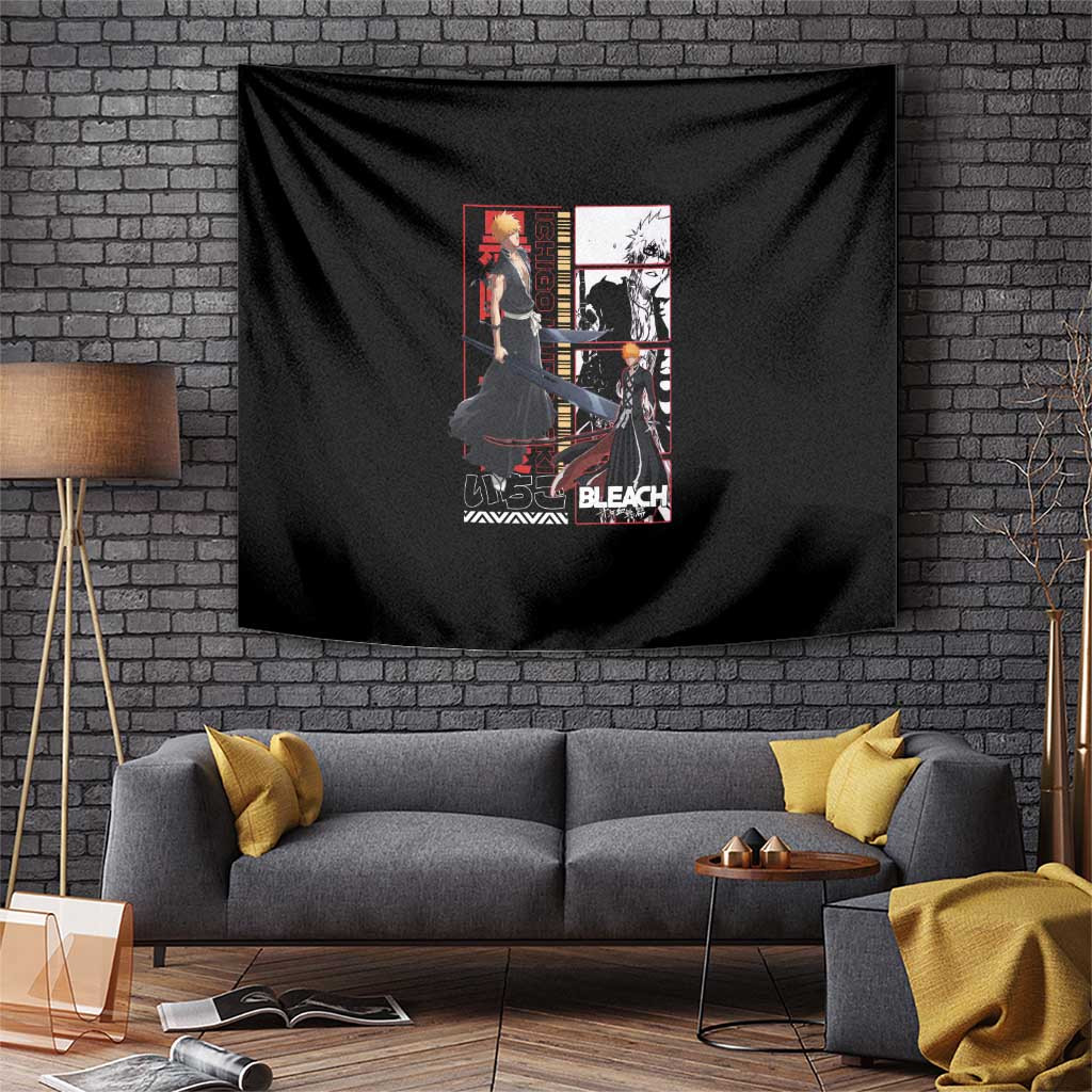 Ichigo Kurosaki Bleach Tapestry With Red Black Soul Reaper Panel Design