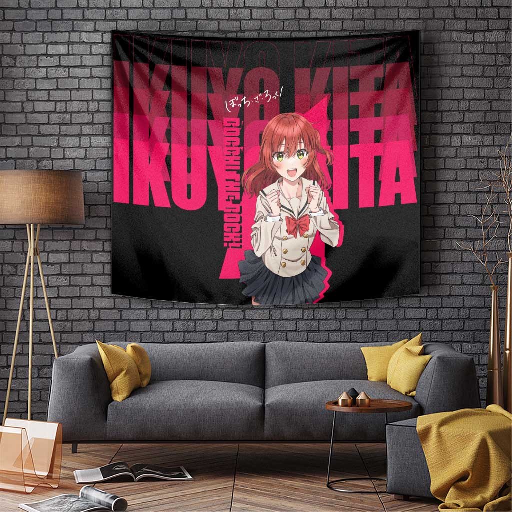 Ikuyo Kita Bocchi The Rock Energetic Guitarist Tapestry With Cheerful Smile Anime Style