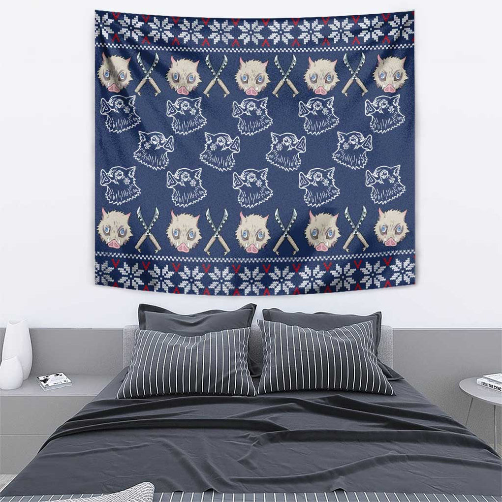 Inosuke Demon Slayer Tapestry Anime Mix Christmas Style