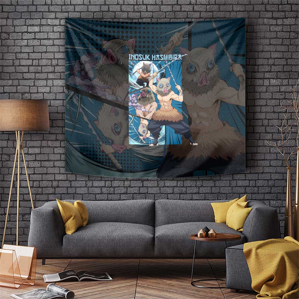 Inosuke Demon Slayer Tapestry Wild Boar Headed Fighter Japan Anime Style