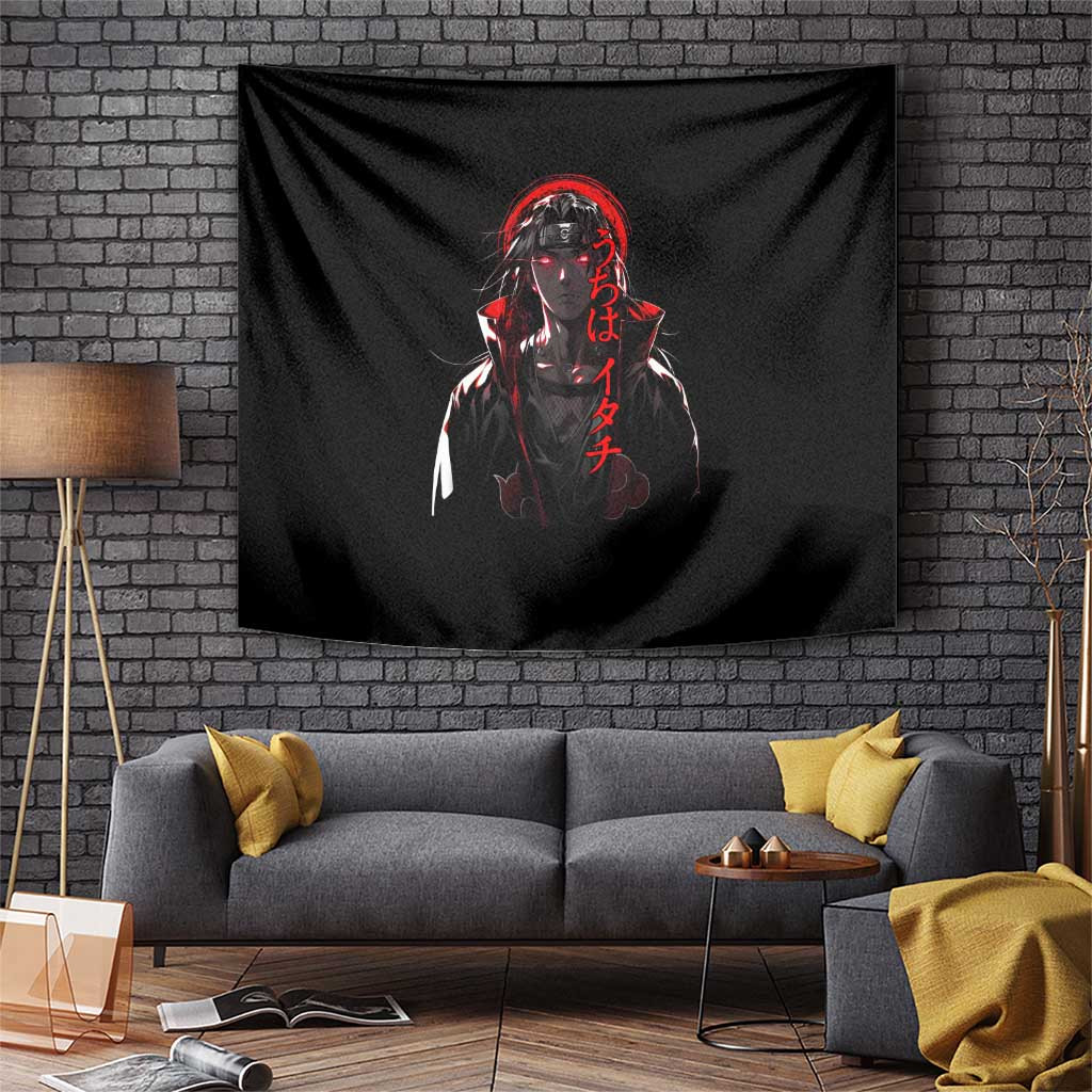 Itachi Uchiha Naruto Tapestry With Red Mangeky Design And Akatsuki Theme Naruto Anime