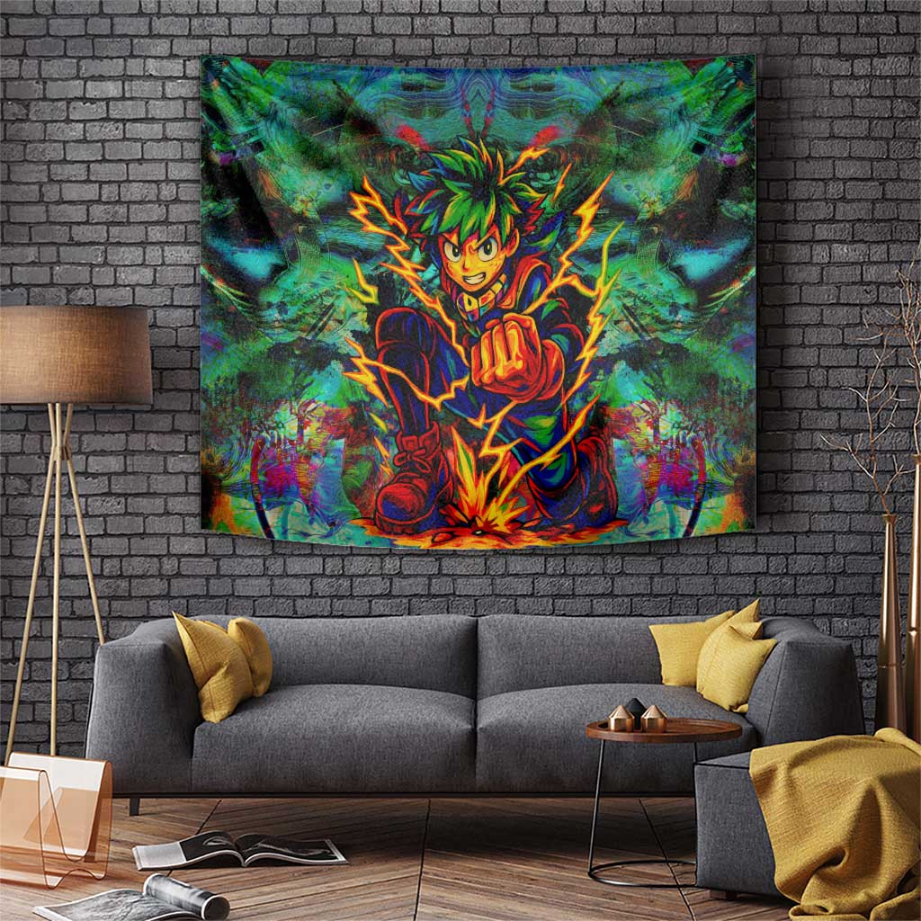 Izuku Midoriya My Hero Academia Tapestry With Vibrant One For All Energy Design