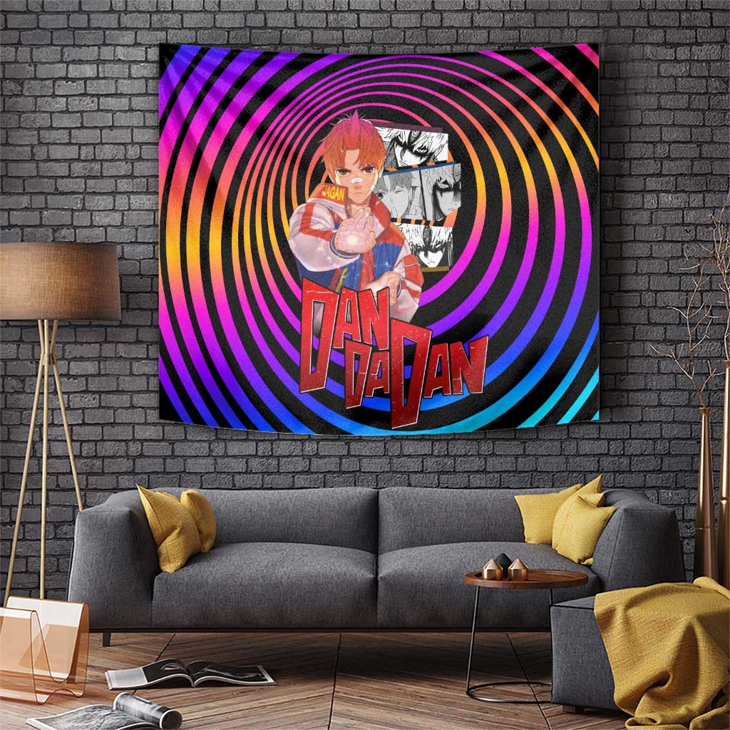 Jin Enjoji Dandadan Schoolboy Fighter Tapestry With Raw Spirit Energy Anime Style