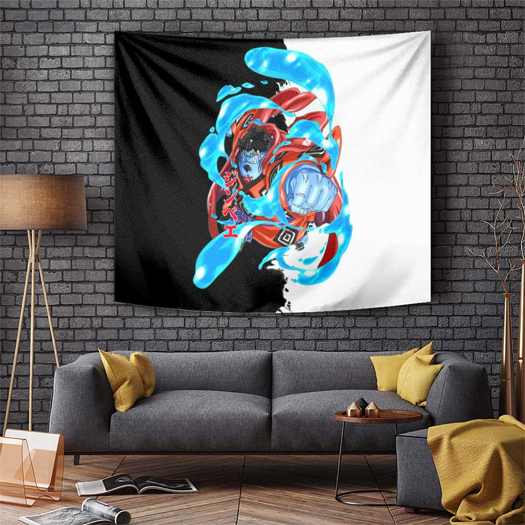 Jinbe One Piece Tapestry With Water Fist Attack And Straw Hat Pirates Graphic