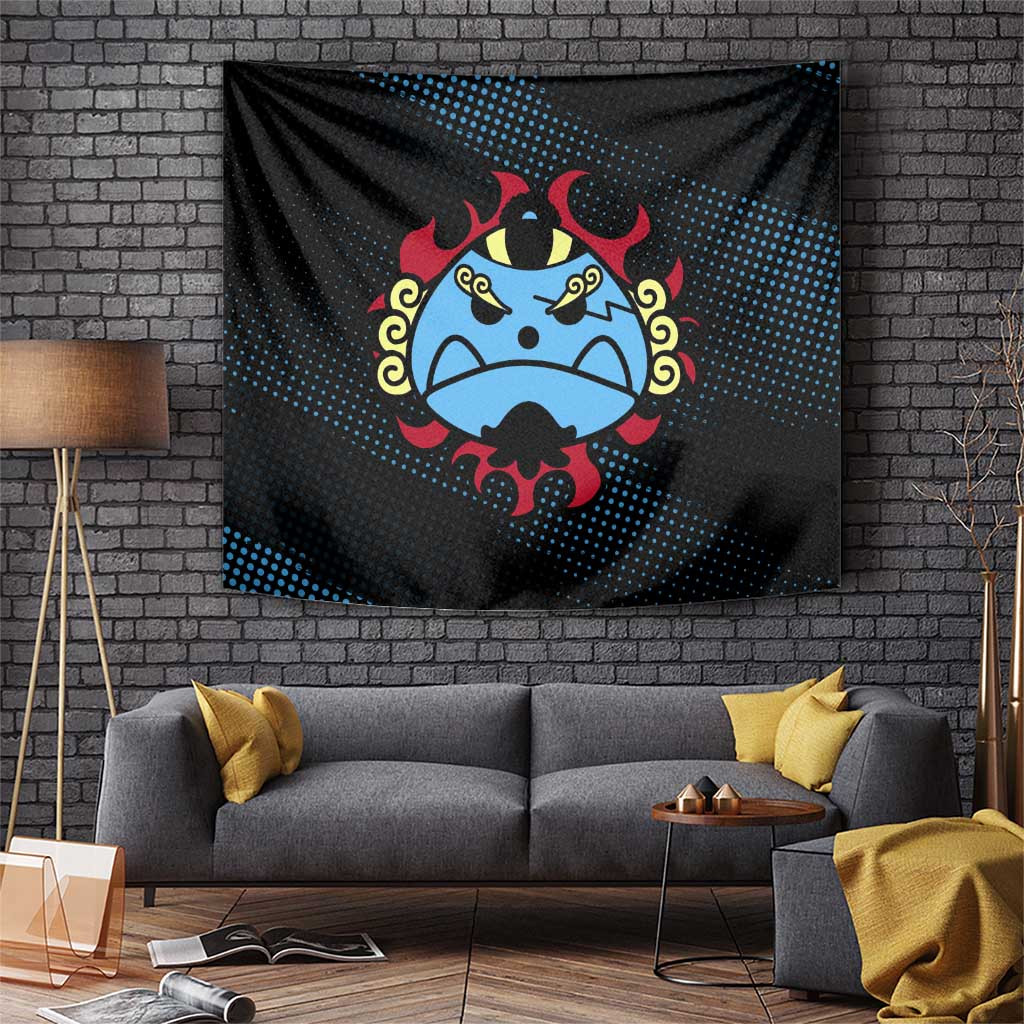 Jinbe Tapestry With Ocean Knight Design In Black And Blue Anime Style