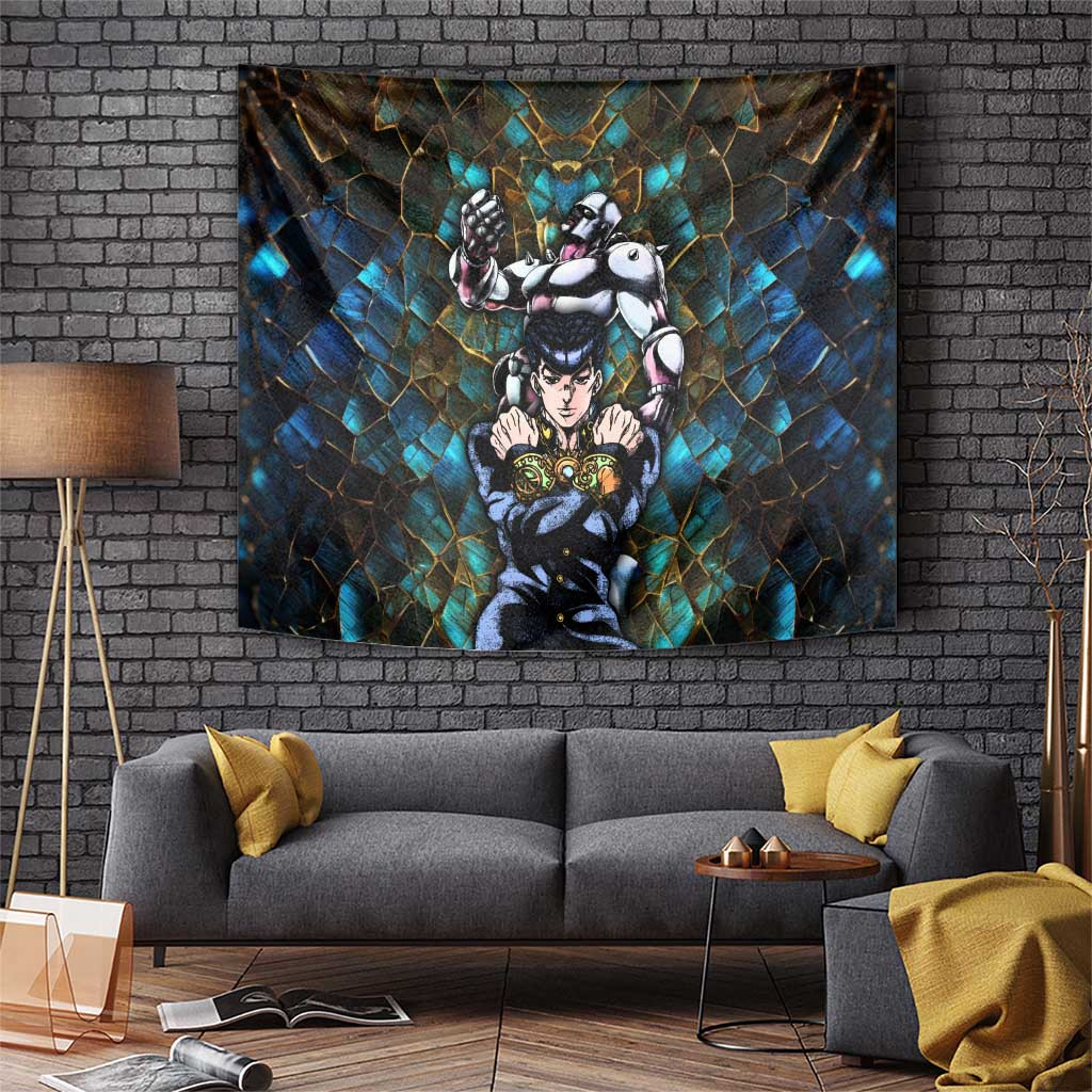 Josuke Higashikata Jojos Bizarre Adventure Tapestry With Shimmering Diamond Aura