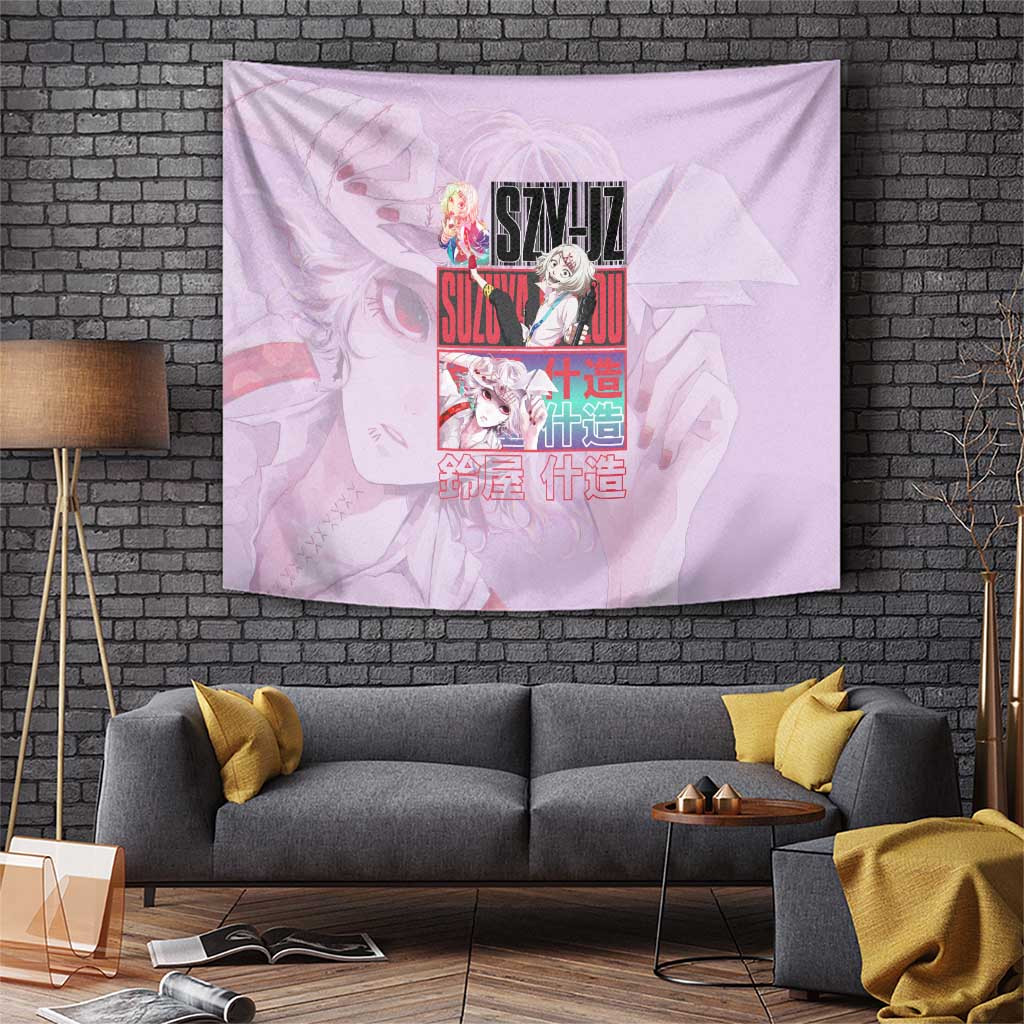 Juuzou Suzuya Tokyo Ghoul Anime Tapestry With Ccg Print And Lavender Background