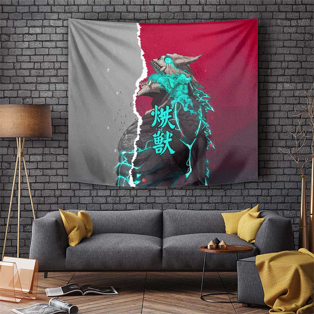 Kaiju No 8 Kafka Hibino Tapestry With Crimson Split And Aqua Core Burst