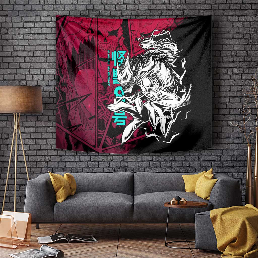 Kaiju No 8 Monster Form Tapestry With Red Black Neon Core Design