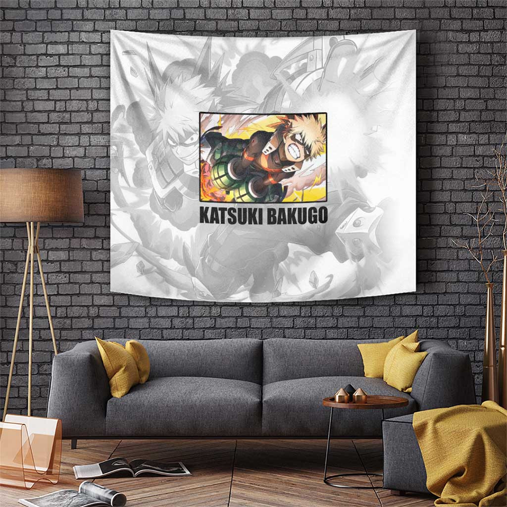 Katsuki Bakugo My Hero Academia Explosive Quirk Tapestry In Action Shot Anime Style
