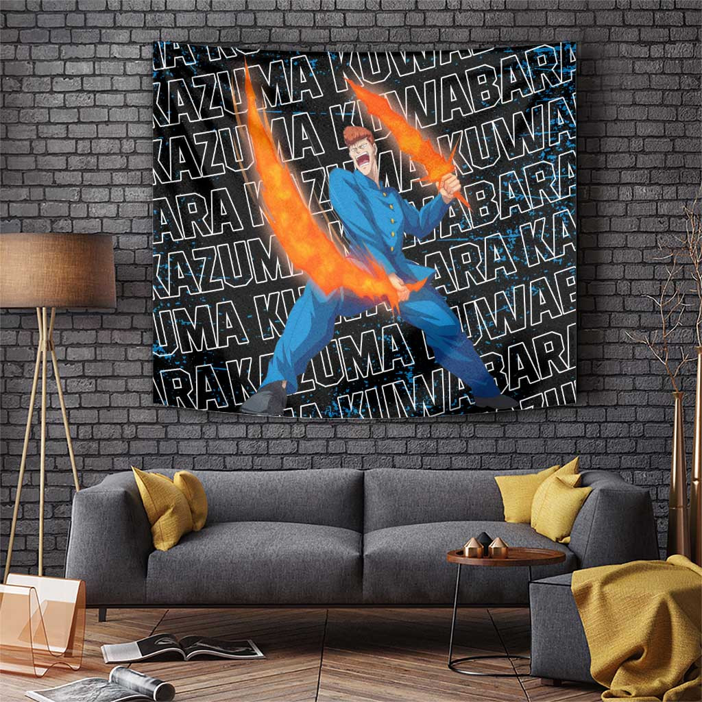 Kazuma Kuwabara Yuyu Hakusho Spirit Sword Fighter Tapestry With Loud Energy Anime Style