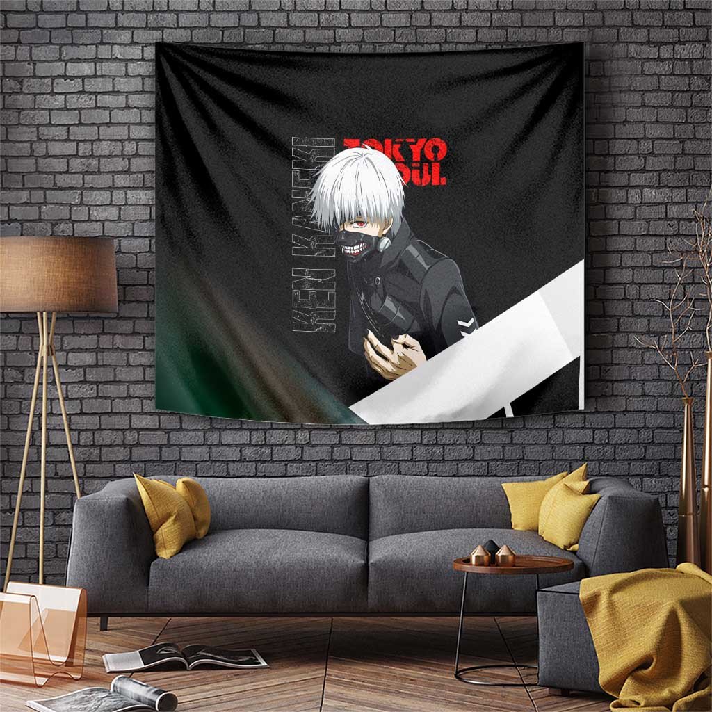 Ken Kaneki Tokyo Ghoul Half Ghoul Tapestry With Tragic Past And White Hair Anime Style