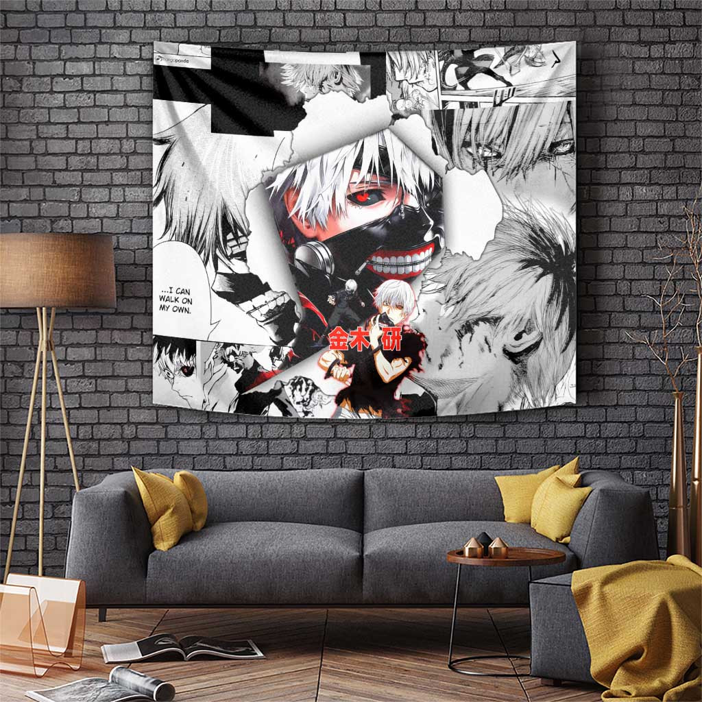 Ken Kaneki Tokyo Ghoul Tapestry With Manga Panel Masked Ghoul Rage
