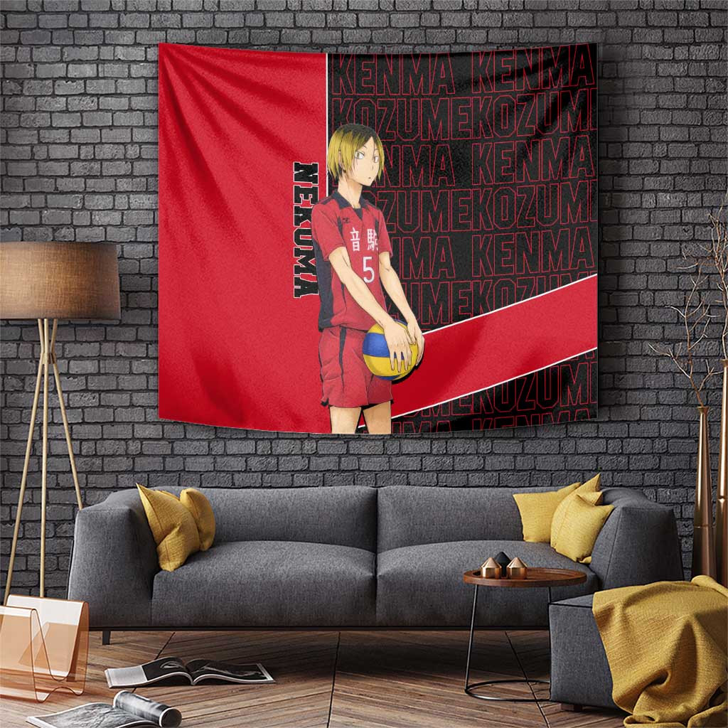 Kenma Kozume Haikyuu Quiet Setter Tapestry With Blonde Hair Anime Style