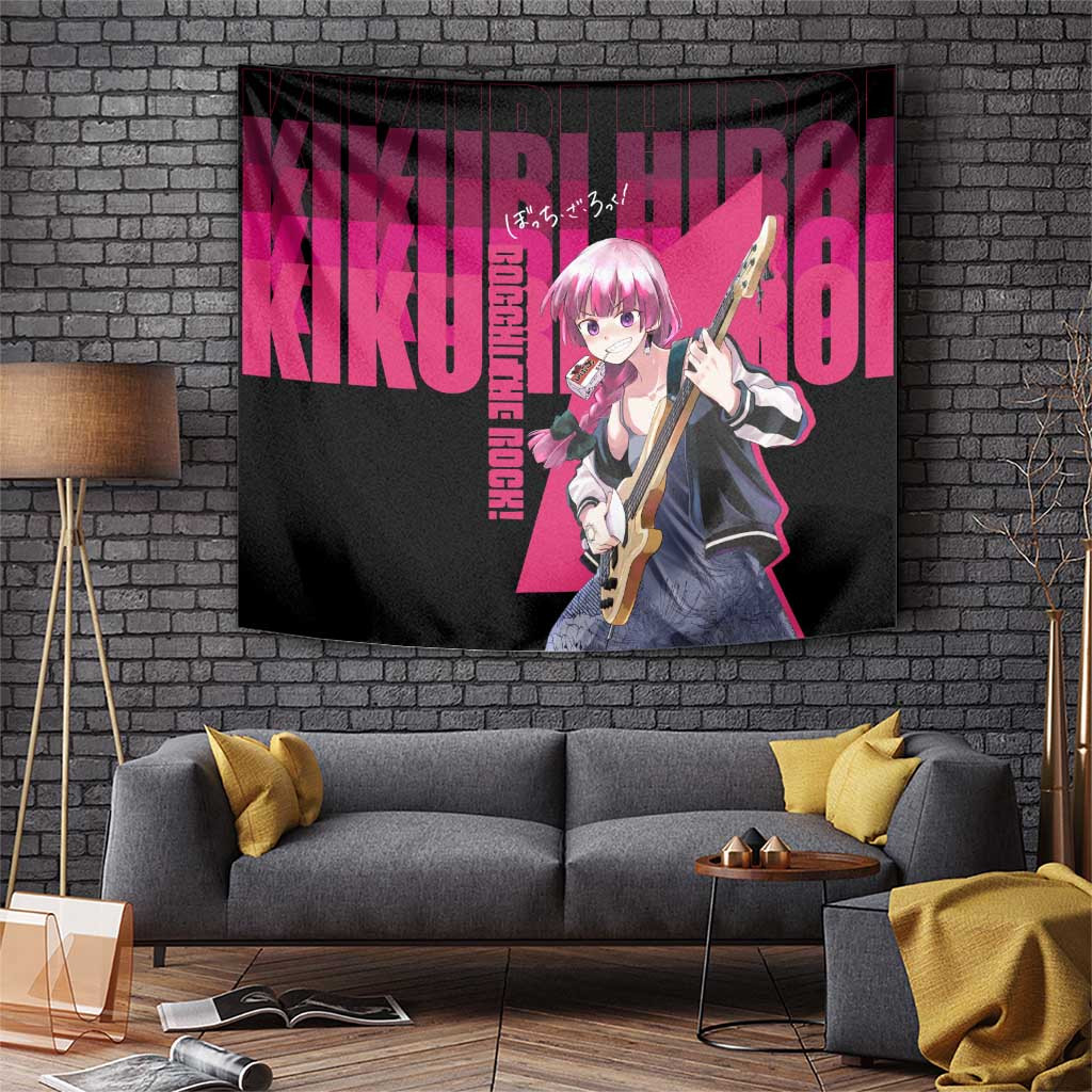 Kikuri Hiroi Bocchi The Rock Chaotic Bassist Tapestry With Sake Bottle Anime Style