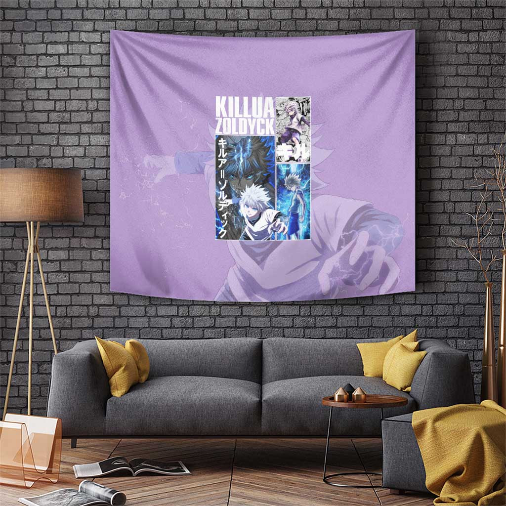 Killua Zoldyck Hunter X Hunter Tapestry With Electric Purple Thunder Aura Design