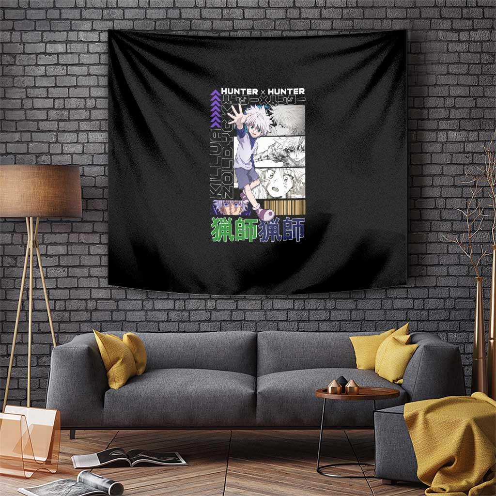 Killua Zoldyck Hunter X Hunter Tapestry With Neon Purple Electric Aura Design