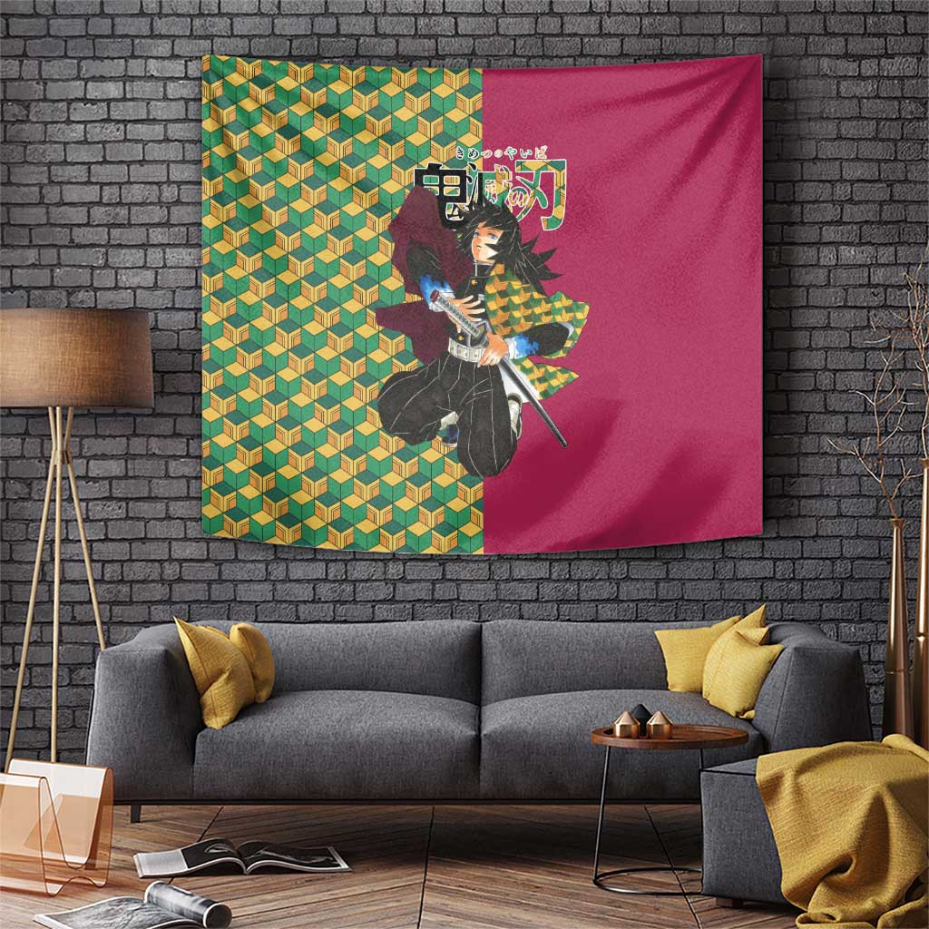 Kimetsu Giyu Tomioka Demon Slayer Tapestry Water Hashira Japan Anime Style
