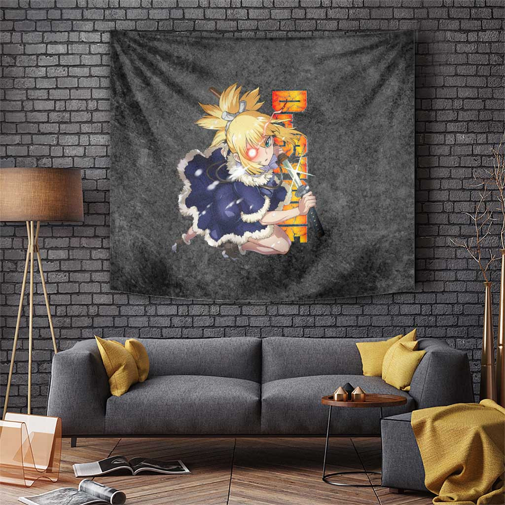 Kohaku Dr Stone Jungle Warrior Girl Tapestry With Fierce Spirit Anime Style