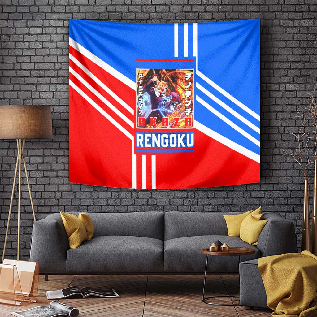 Kyojuro Rengoku Vs Akaza Demon Slayer Tapestry With Red And Blue Battle Design
