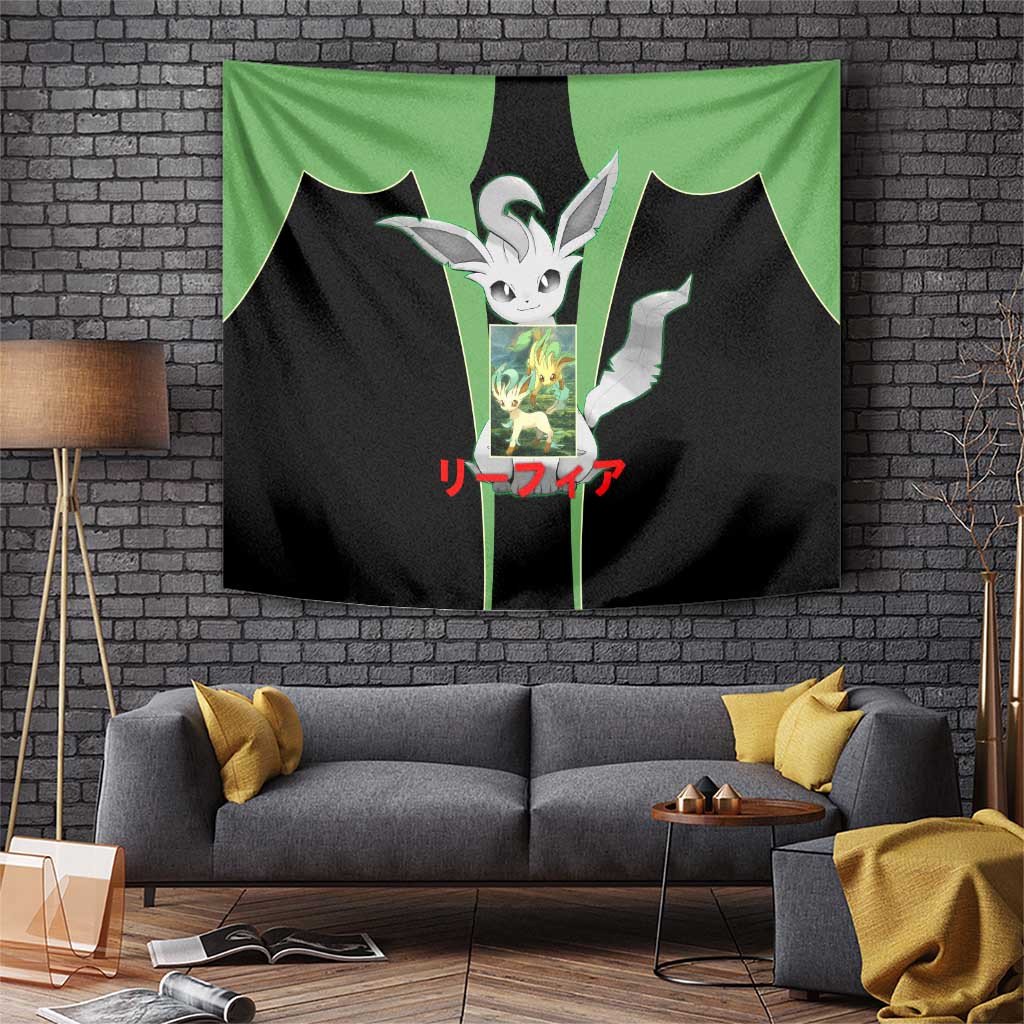 Leafeon Tapestry With Forest Green Grass Evolution Essence