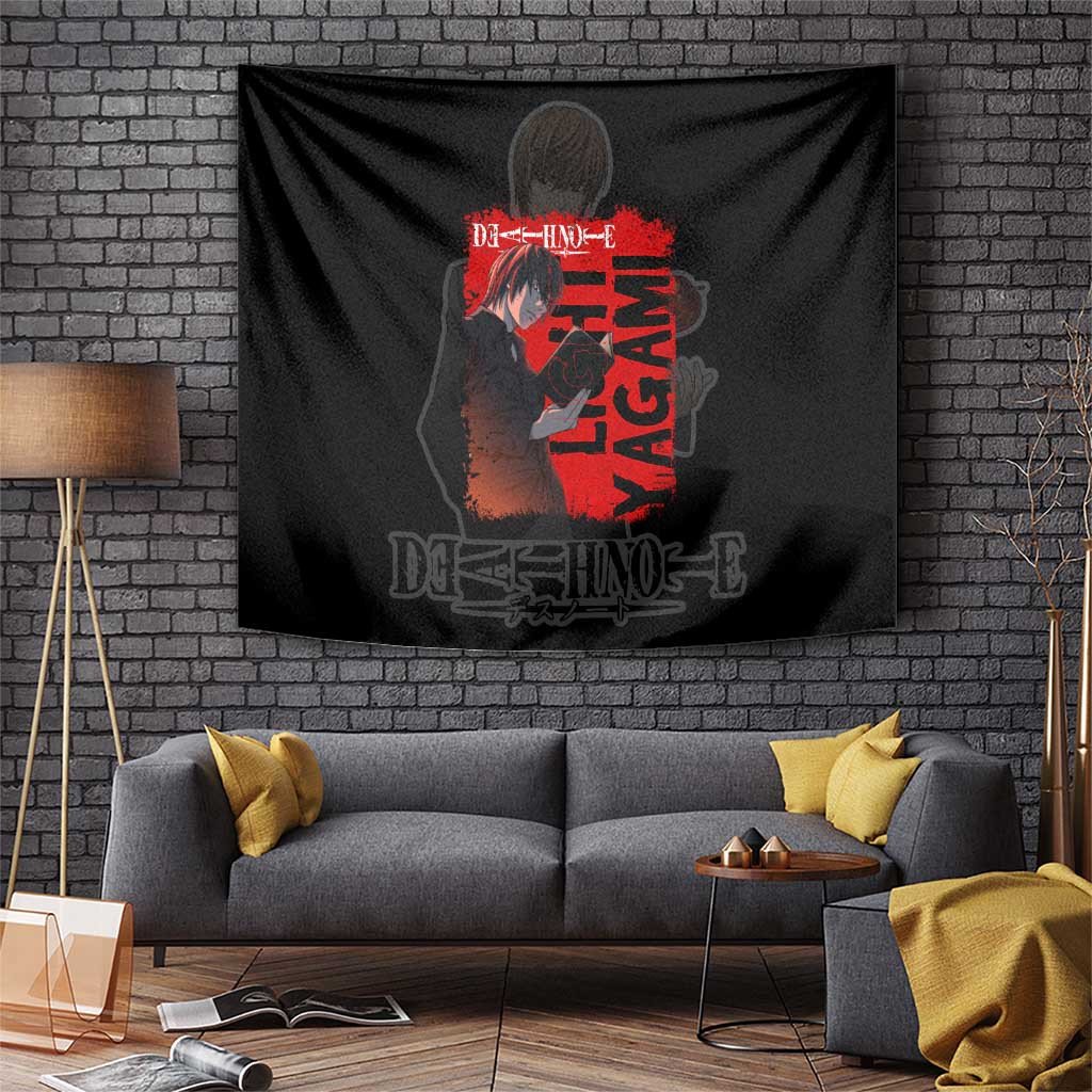 Light Yagami Death Note Tapestry Justice Seeker Holding The Death Note Anime Style