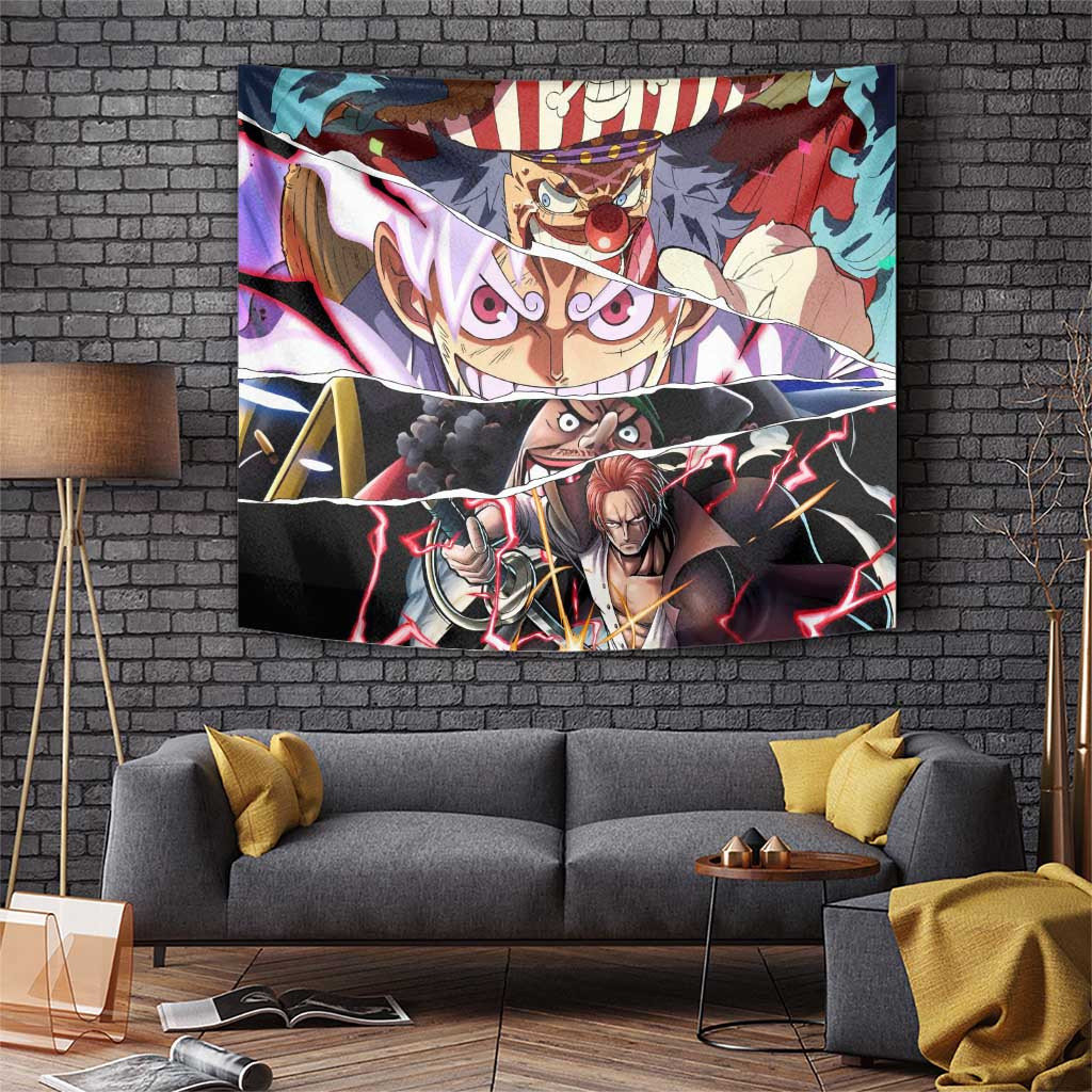 Luffy Buggy Blackbeard Shanks One Piece Tapestry With Four Emperors Split Panel