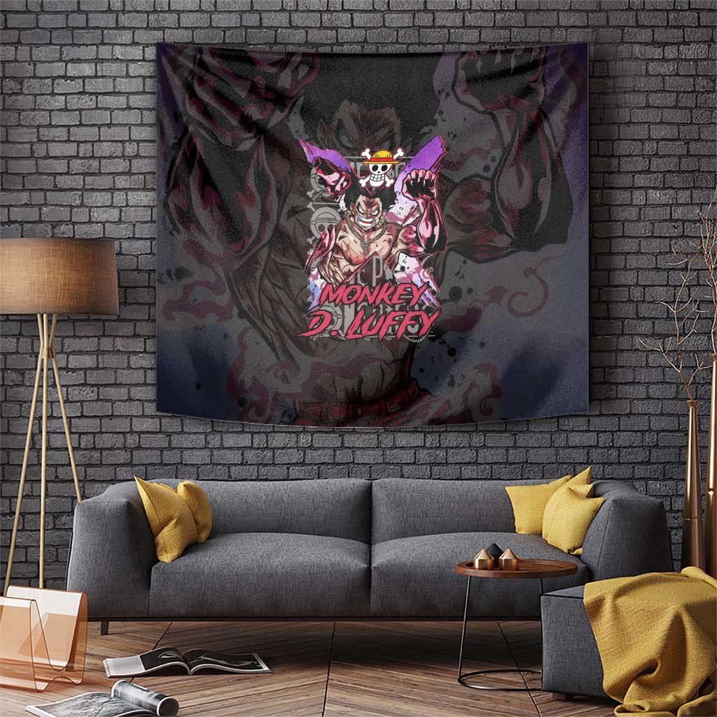 Luffy Gear 4 One Piece Bounceman Form Tapestry With Armament Haki Anime Style