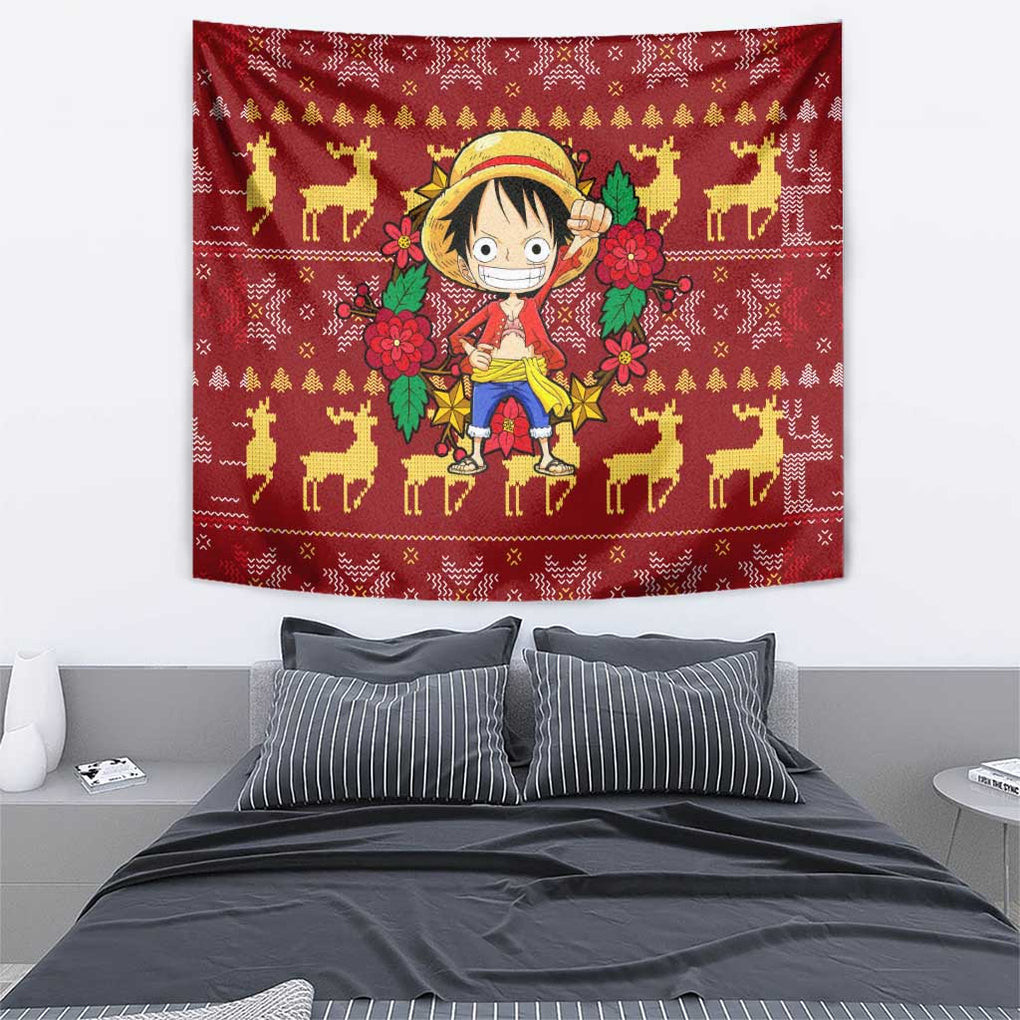 Luffy One Piece Tapestry Anime Mix Christmas Style
