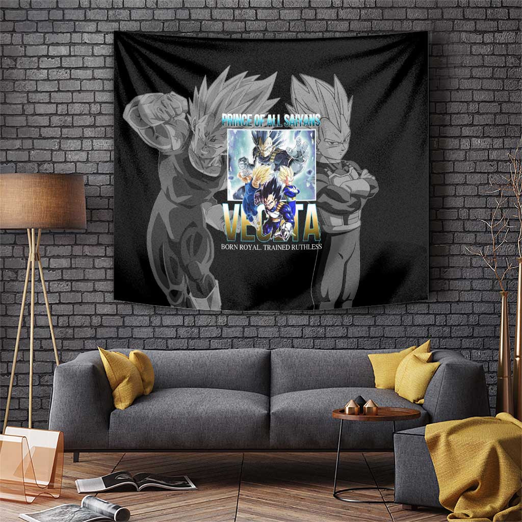 Majin Vegeta Tapestry With Super Saiyan Blue And Overcome Limits Design