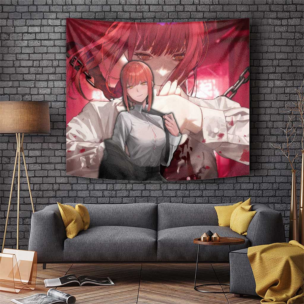 Makima Chainsaw Man Enigmatic Devil Hunter Tapestry With Controlling Aura Anime Style