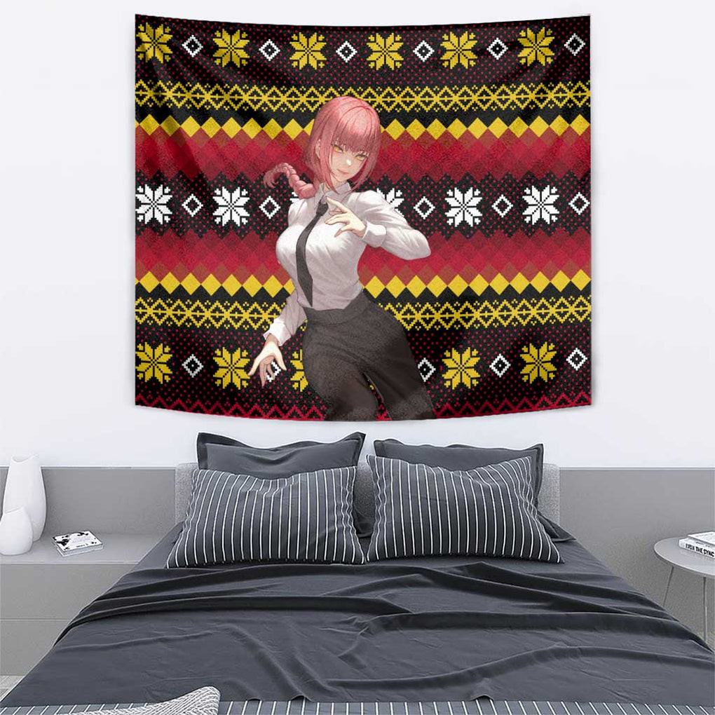 Makima Chainsaw Man Tapestry Anime Mix Christmas Style